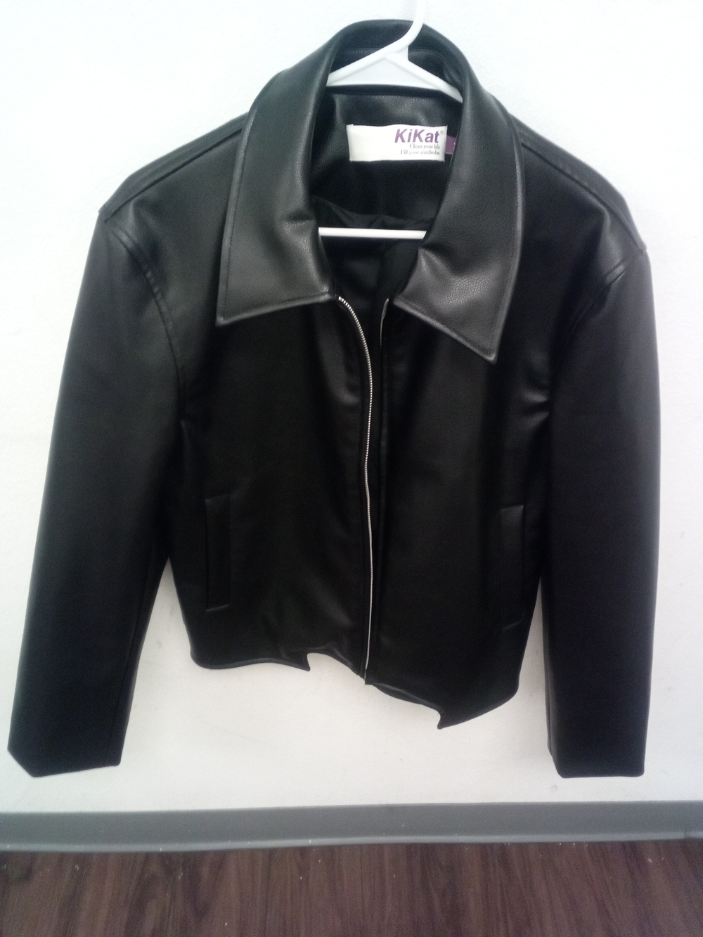Kikat Vegan Zipper Up Leather Jacket